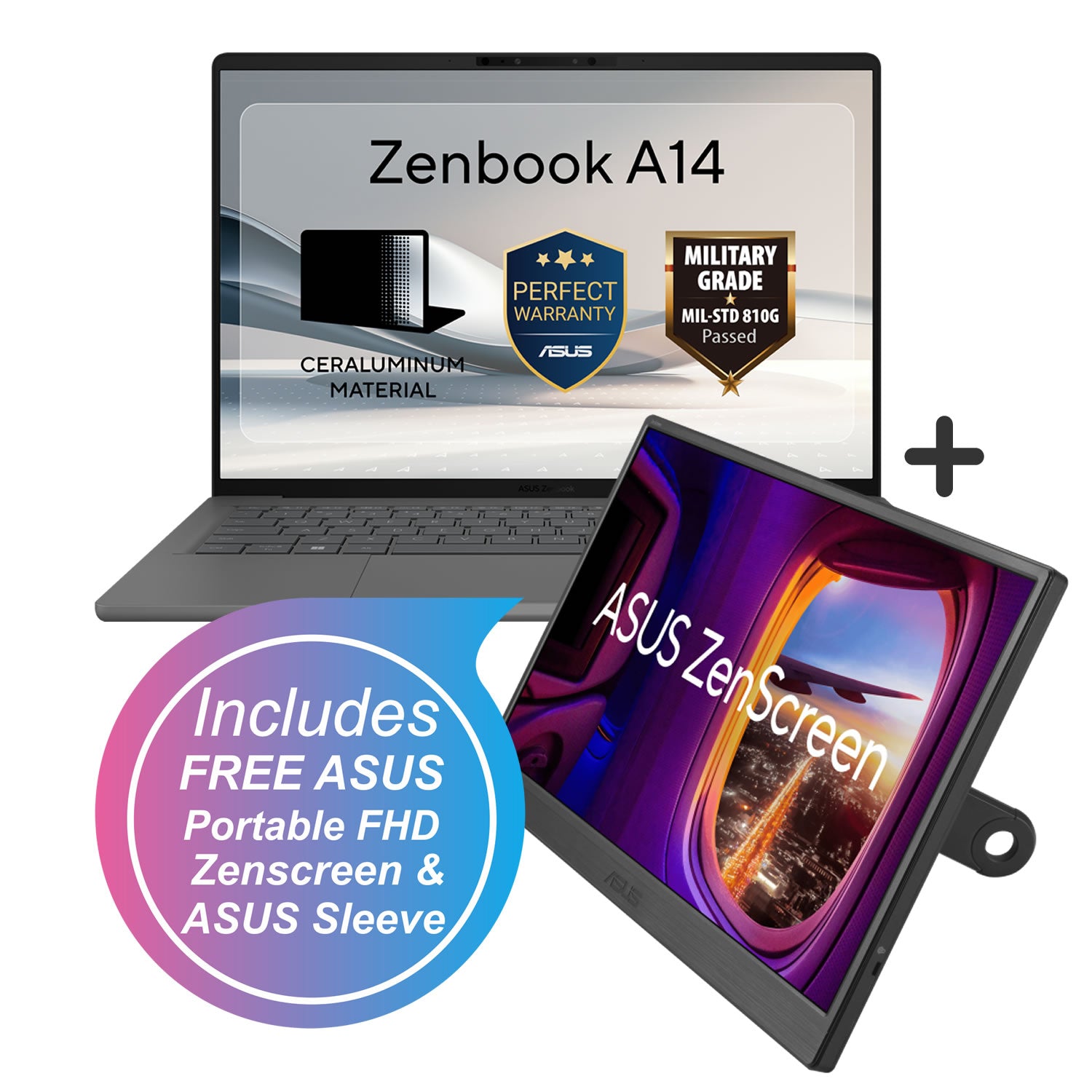 ASUS | Zenbook 14 | Snapdragon | 14" OLED | 16GB RAM | 1TB SSD - Iceland Gray product image