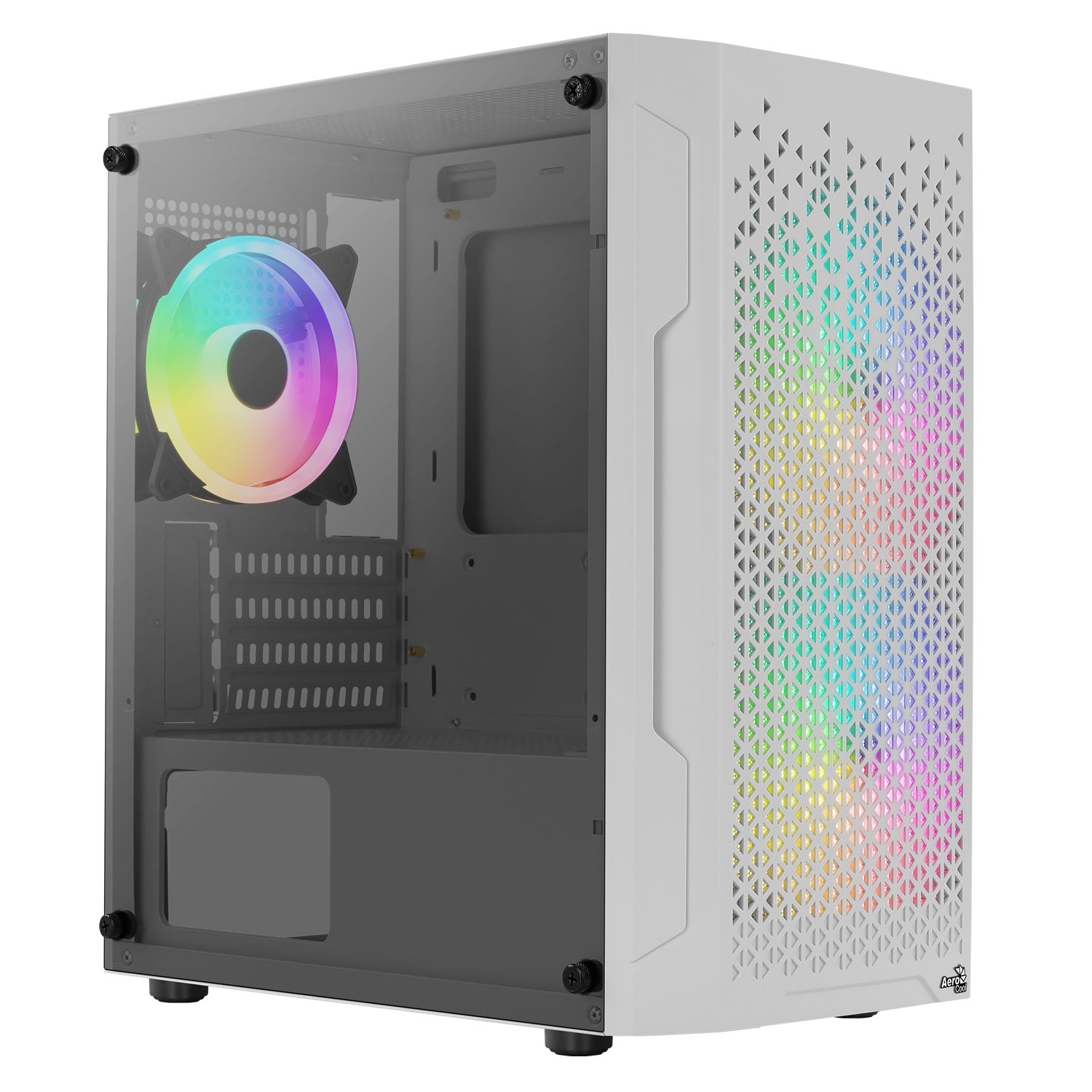 Aerocool Trinity Mini Tower Case with a Full Tempered Glass Side Panel- White product image