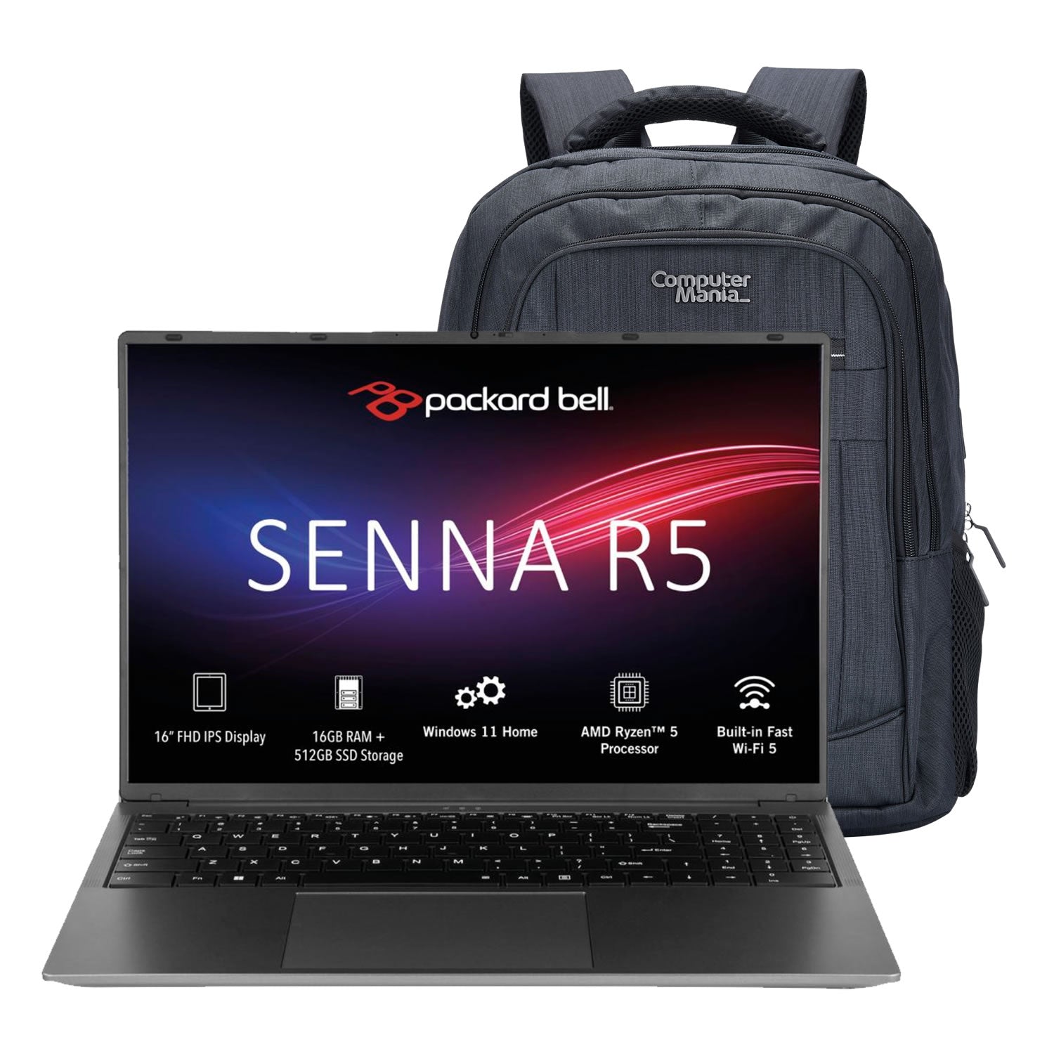 Packard Bell | Senna R5 | 16” FHD | AMD Ryzen 5 | 16GB RAM | 512GB SSD Laptop product image