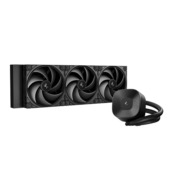 DeepCool LE360 V2 ZERODARK AIO 360mm A-RGB Liquid CPU Cooler with Triple 120mm PWM Fans, All-Black Design with minimal A-RGB Lighting And Supports Intel LGA1851 / AMD AM5 Sockets – Black Colour product image