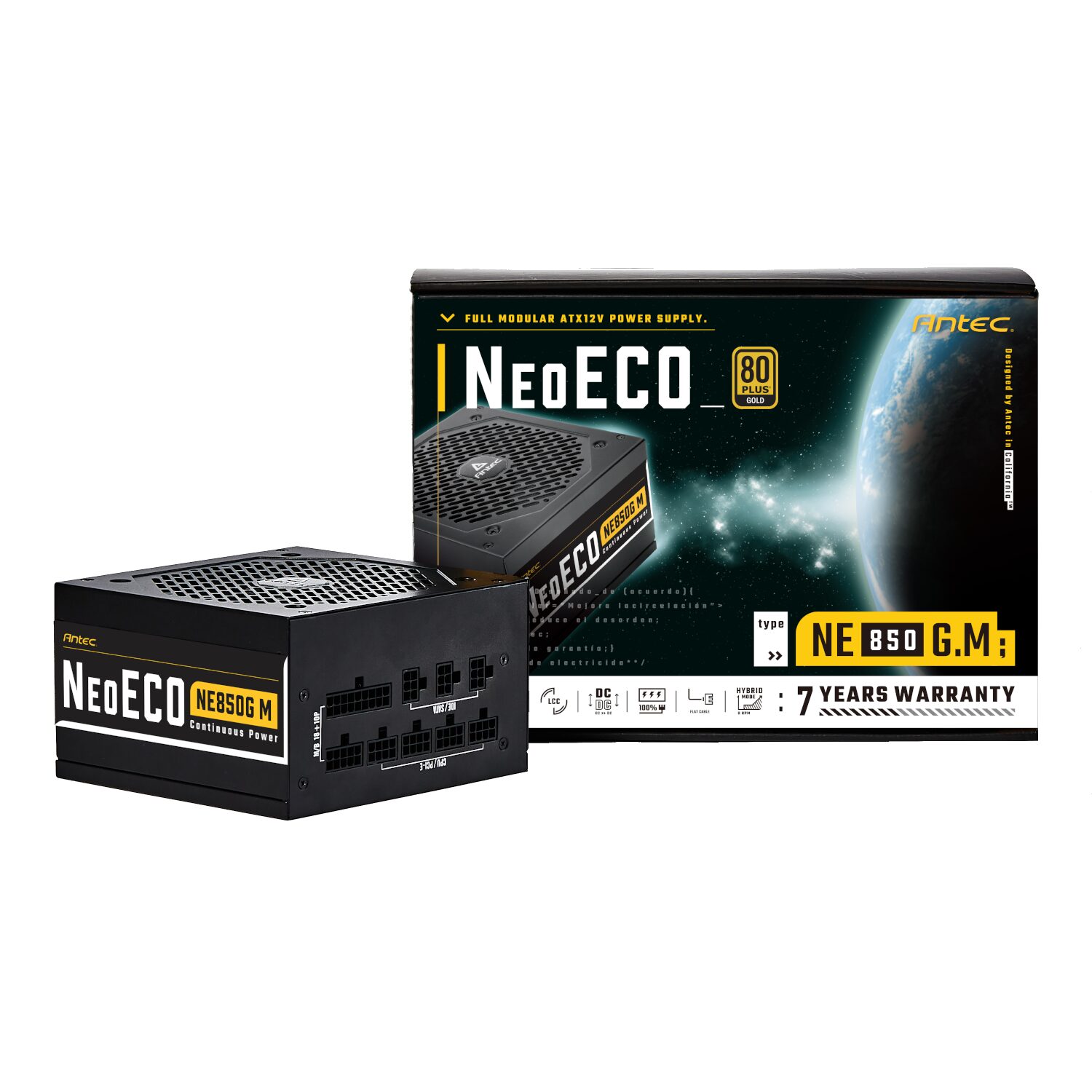 Antec NeoECO Gold Modular 850W Power Supply Unit (80 PLUS® Gold, PCIe 5.0 Ready, Full Modular) product image