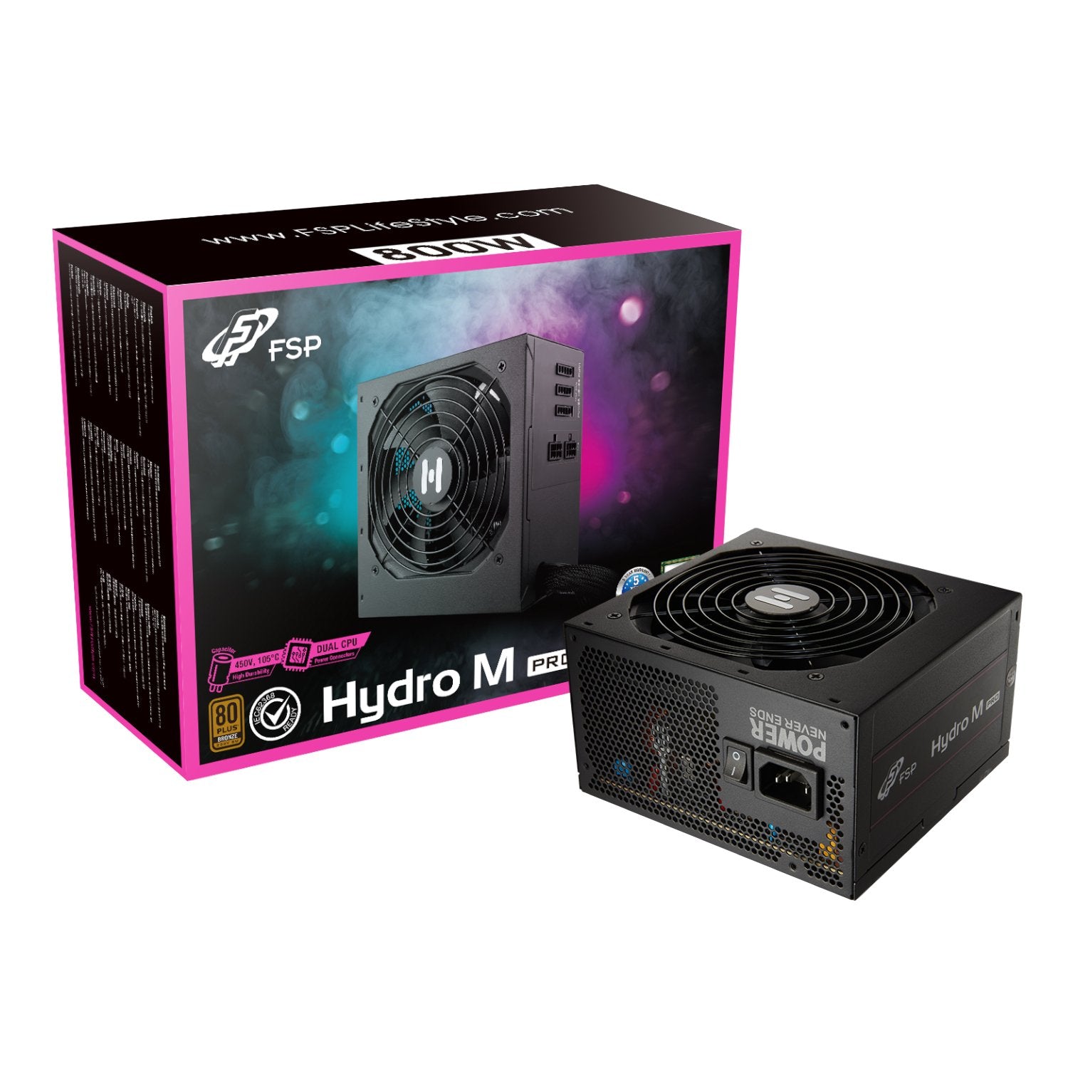 FSP Hydro M Pro 800W 80PLUS Bronze Gen5 Semi-modular Power Supply product image