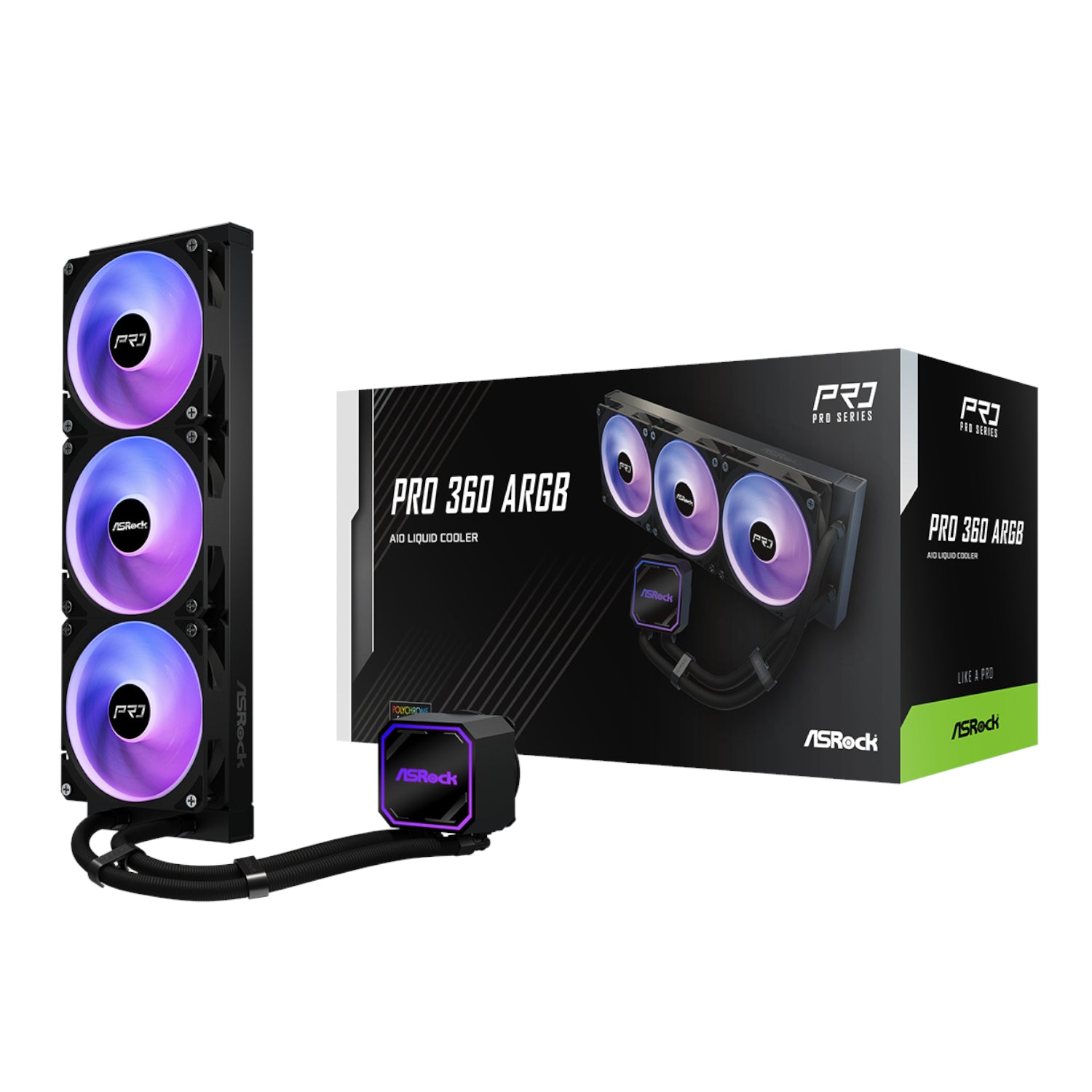 ASRock PRO 360 ARGB All-in-one Liquid CPU Cooler - Black product image