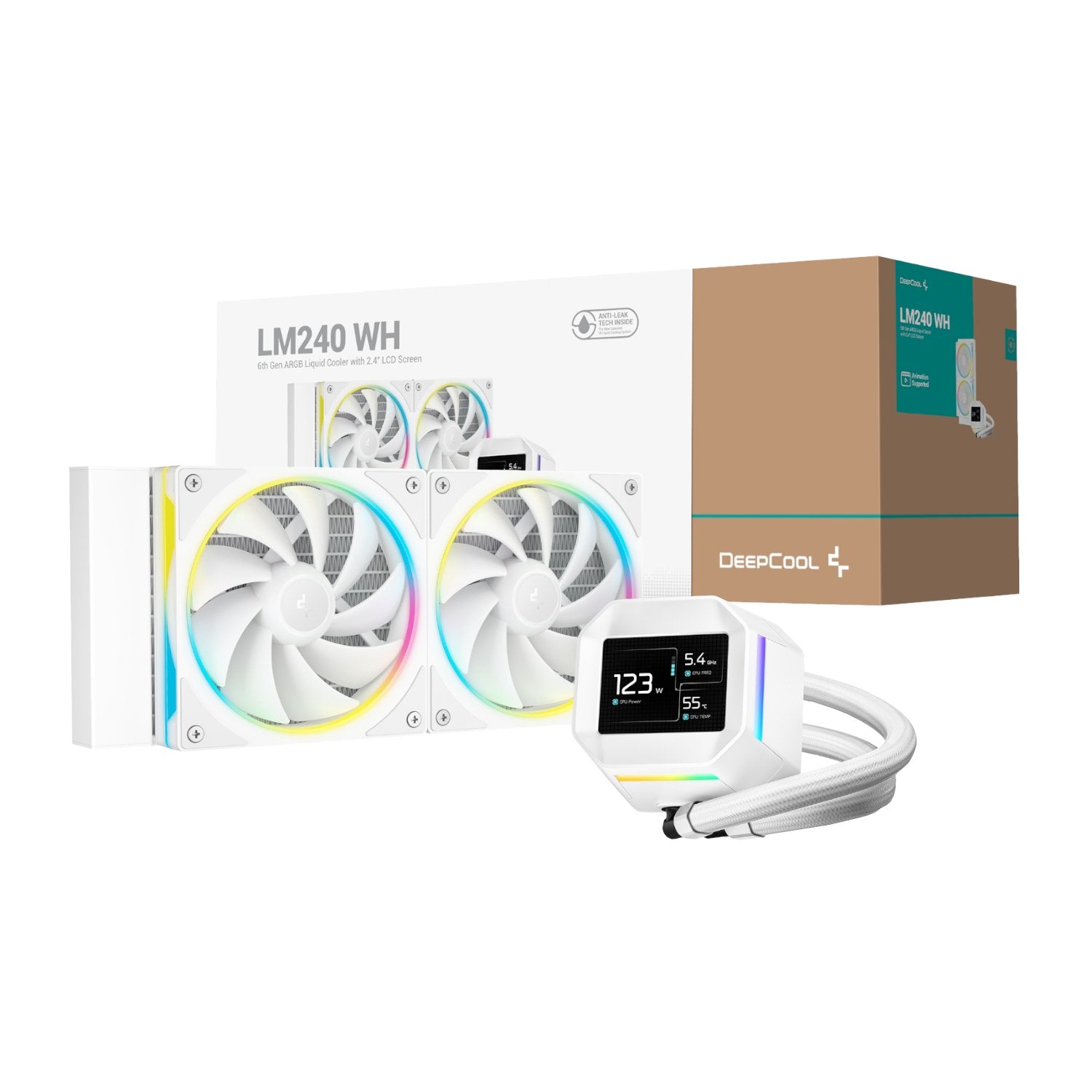 DeepCool LM240 ARGB 240mm AiO Liquid Cooler - White product image