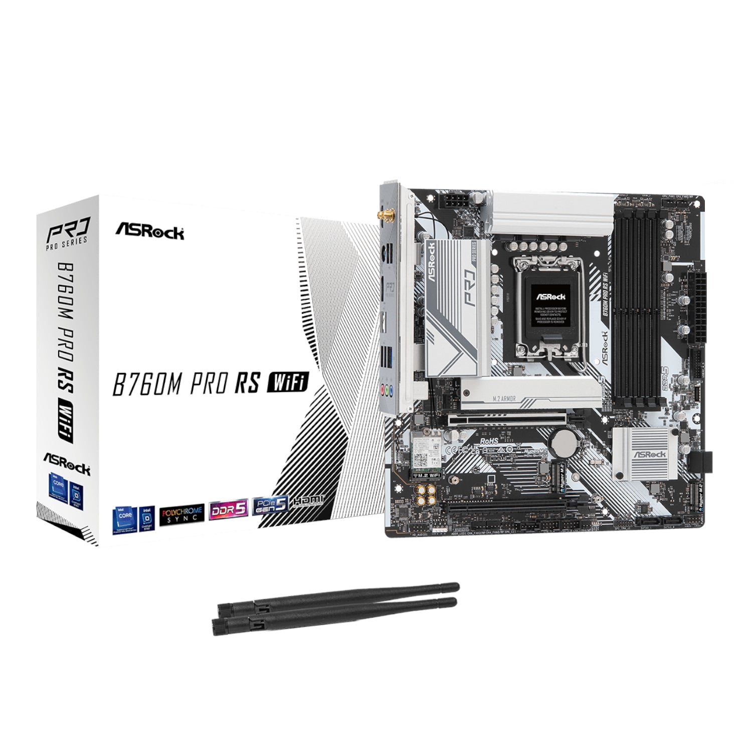 ASRock B760M Pro RS WiFi Intel LGA 1700 MATX Gaming Motherboard product image